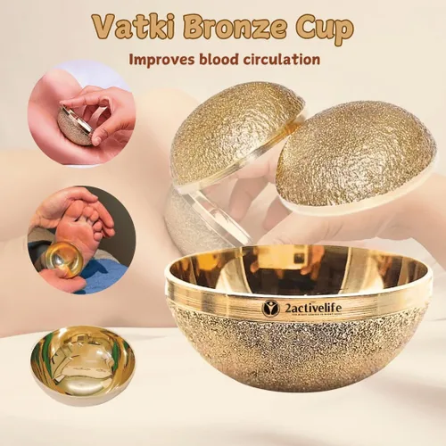 Vista 3 de Kansa Vatki Tazón de bronce Kansa Natural Vatki Ayurvedic Detox Masajeador de pies Relajación y Limpieza Profunda Técnica Antigua India Paquete