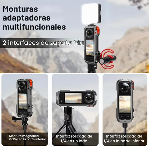 Vista 6 de Amazear - Funda protectora de metal para accesorios Insta360 X4, marco utilitario multifunción Insta 360 X4 de liberación rápida, construcción más