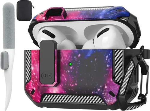 Vista 77 de Maxjoy Funda para AirPods Pro 3 2025, MagSafe compatible con bloqueo automático, funda protectora a prueba de golpes con soporte para teléfono