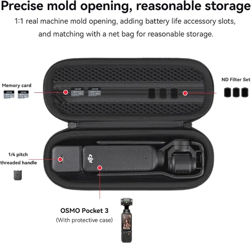 Vista 2 de DJI Osmo Pocket 3 Case, funda portátil para Osmo Pocket 3, asa roscada y cubierta, bolsa protectora compacta de almacenamiento para DJI Pocket 3