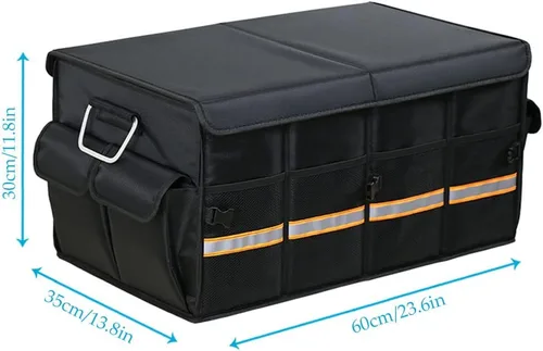 Vista 5 de Tianle Organizador de maletero de automóvil, organizador plegable para maletero y tapa, mango de aleación de aluminio, tira reflectante para negro