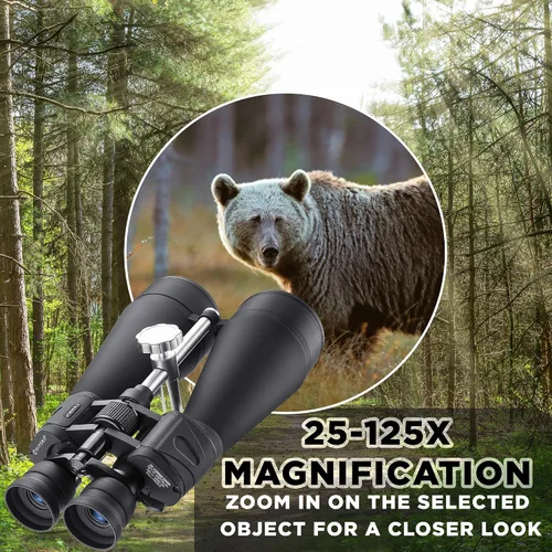 Vista 14 de Barska AB13664 Gladiator 25-125x80 Zoom Binoculares con adaptador de trípode para astronomía, observación de aves, deportes, visión de largo