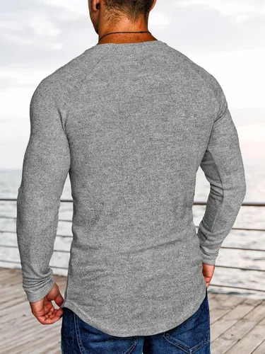 Vista 3 de Comdecevis Camiseta de manga larga con cuello redondo y corte ajustado para hombre