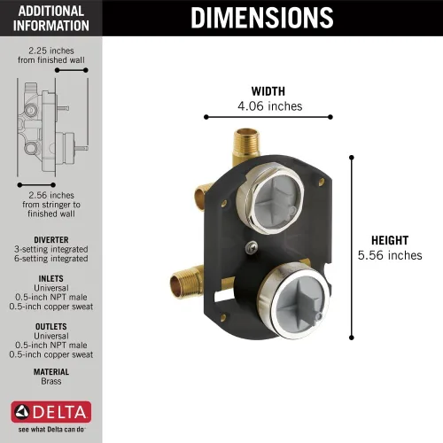 Vista 5 de Delta R22000 llave universal con posiciones múltiples y con desviador integrado, natural