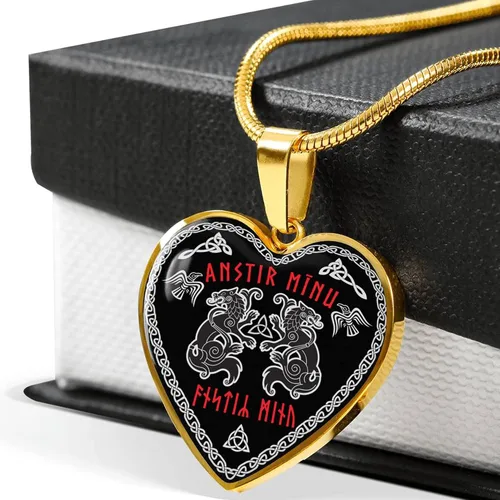 Vista 6 de My Love Nordic Elder Viking Runes - Collar con colgante de lobos paganos nórdicos