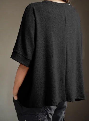 Vista 4 de Dokotoo -Camisetas de verano para mujer, color liso, holgadas, de gran tamaño, básicas