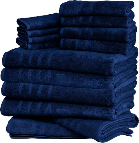 Vista 45 de Mosobam Lujoso juego de toallas turcas de 4 piezas XL, 35 x 70 pulgadas, 16 x 30 pulgadas, azul Allure de gran tamaño, 700 GSM, viscosa de bambú