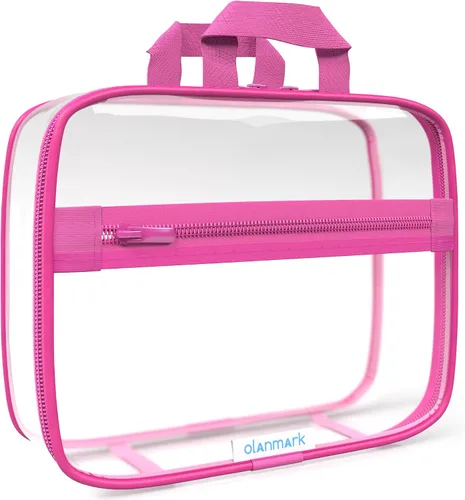 Vista 10 de Olanmark Neceser transparente - Bolsa de maquillaje de PVC - Estuche de viaje grande transparente para cosméticos - Cubo de embalaje transparente