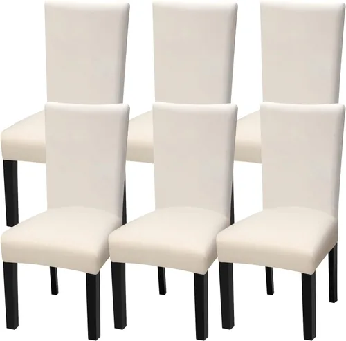 Vista 7 de Fuloon Paquete de 4 Fundas Protectoras para Asientos de Sillas de Comedor Super Ajustadas Elásticas Extraíbles Lavables Cortas para Hotel, Comedor