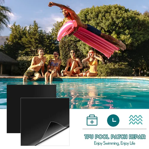 Vista 5 de Zonon Kit de reparación de parches inflables de TPU, kit de reparación de parches de piscina autoadhesivos, colchones de aire, herramienta de Negro