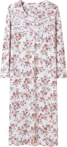 Vista 24 de Keyocean Camisones para mujer, suaves 100% algodón, cómodos camisones de manga larga para dormir para mamá Danderlion Azul