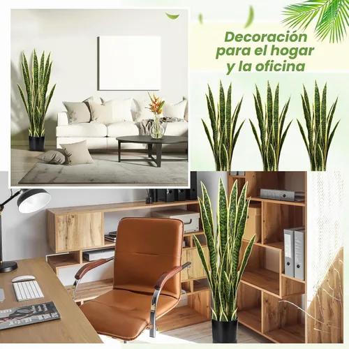 Vista 6 de Crowye Paquete de 2 plantas de serpiente artificial de 3.15 pies de alto, planta de Sansevieria sintética, serpiente falsa grande a granel en maceta