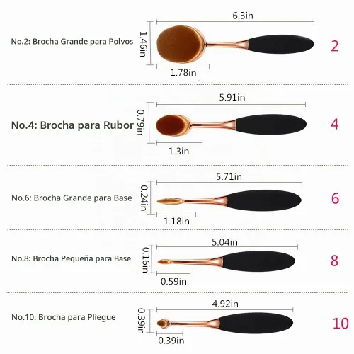 Vista 6 de Yoseng Cepillo de base ovalada, 5 unidades, cepillo de dientes, aplicación rápida e impecable, base líquida en polvo