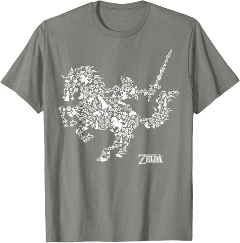 Vista 23 de The Legend of Zelda Camiseta con diseño de símbolos de caballo Azul Marino