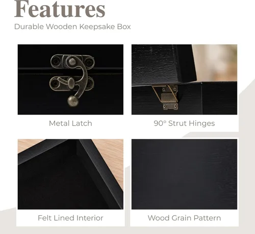 Vista 6 de WE Games Old World Wooden Keepsake Box Teñido en negro