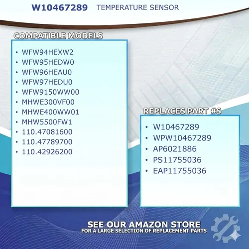 Vista 4 de Reemplazo del sensor de temperatura de la lavadora W10467289 para Whirlpool garantía de 12 meses