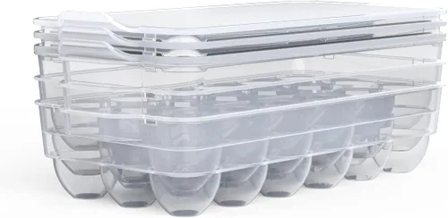 Vista 8 de Soporte para huevos cubierto transparente, paquete de 3, almacenamiento de huevos de plástico para refrigerador, contenedor de bandeja de huevos
