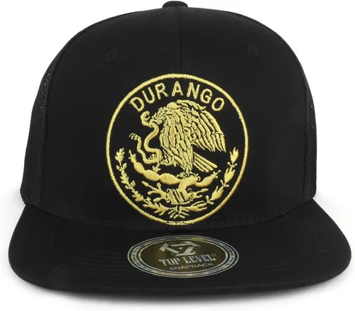 Vista 2 de Trendy Apparel Shop Gorra de malla bordada con diseño de águila de la Ciudad de México Durango Negro