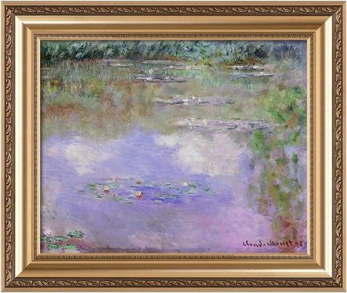 Vista 129 de IPIC - Reproducción artística de los lirios de agua de Claude Monet 1906, impresiones giclée coinciden con el marco dorado clásico, arte de pared