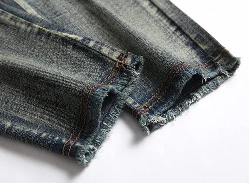Vista 8 de XIMXIMMTIAN Jeans rectos para hombre, estilo motociclista, desgastados, desgastados, desgastados, rectos