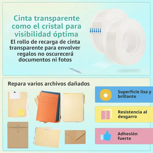 Vista 5 de OWLKELA 4 rollos de repuesto de cinta transparente, cinta transparente, cinta brillante transparente multiusos para oficina, hogar, escuela Cinta