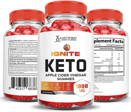 Vista 6 de Justified Laboratories Ignite Keto ACV Gummies Advanced 1000 mg Ignite Keto Gummies Formula Vinagre de sidra de manzana formulado con jugo