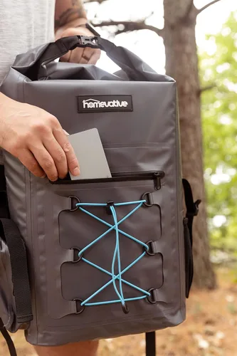 Vista 9 de Homevative Mochila seca impermeable, parte superior enrollable con bolsillos interiores, gris