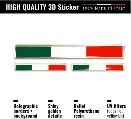 Vista 2 de 4R Quattroerre.it 32108 3D Pegatina Bandera Italia HQ, 3 Pcs
