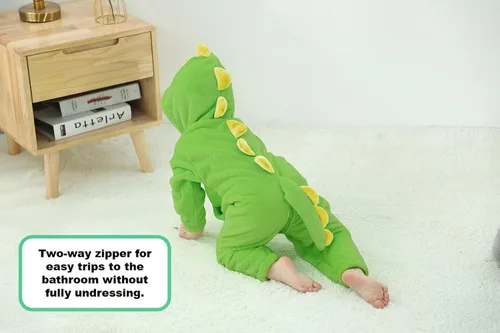 Vista 4 de LOLANTA Disfraz de tiburón de dinosaurio para niños y niñas, overol de franela de animal suave de una pieza para niños, vacaciones, cumpleaños