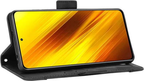 Vista 4 de Funda para Xiaomi Poco X3 NFC Funda Funda para Xiaomi Poco X3 MZB07Z2IN / Poco X3 NFC Funda Flip PU Cuero Negro