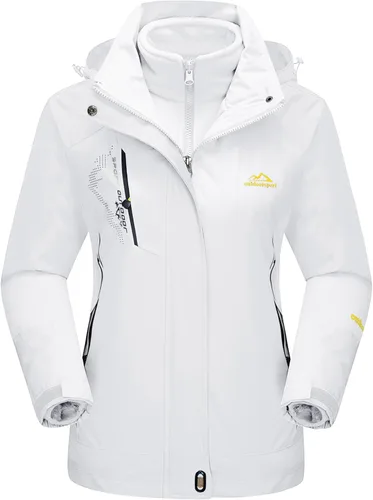 Vista 10 de MAGCOMSEN - Abrigos de invierno 3 en 1 para mujer, chaqueta de esquí impermeable, cortavientos, con forro polar, parka