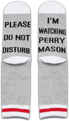 Vista 5 de TSOTMO 2 pares de calcetines de la serie de televisión, regalos para programas de televisión, Please Do Not Disturb I'M Watching, Gris