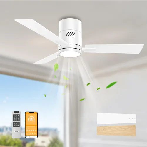 Vista 15 de OPONL 42 inch Low Profile Ceiling fan with Light and Remote Control Negro