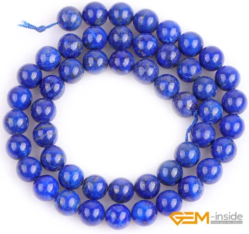 Vista 2 de GEM-Inside - Cuentas sueltas de lapislázuli genuinas naturales de 0.315 in, redondas, grado AA, cristal azul, cuentas de energía para fabricación