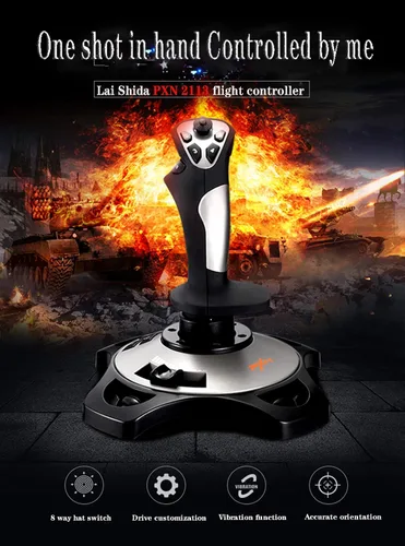 Vista 2 de Flight simulator controls pxn 2113 pc Joystick usb pc flight simulator controls with Vibration Function and Throttle Control Wired Game Flight Stick