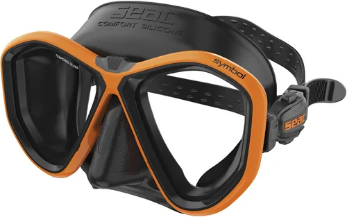 Vista 12 de Seac Símbolo, máscara de buceo hecha en Italia con dos lentes y hebilla 3D