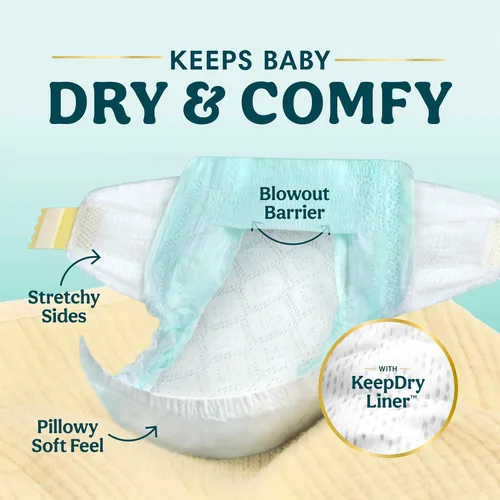 Vista 3 de Pampers Pañales Swaddlers, talla 4 (15-34 libras), 150 unidades, sin fragancia, hipoalergénicos, absorbentes, recomendados por pediatras, seguros