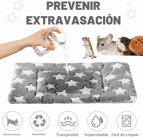 Vista 3 de Haull - Juego de ropa de cama impermeable de conejillo de indias, suave para perro y gato, tapete de felpa para jaula de animales pequeños, conejo