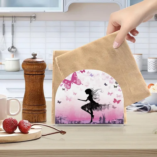 Vista 6 de Servilletero de mariposa para niñas, servilleteros para mesas, servilleteros de acrílico transparente, servilleteros de cóctel para cocina