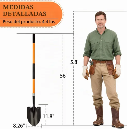Vista 7 de Pala para excavar Pala de metal resistente con mango de fibra de vidrio, 56 pulgadas
