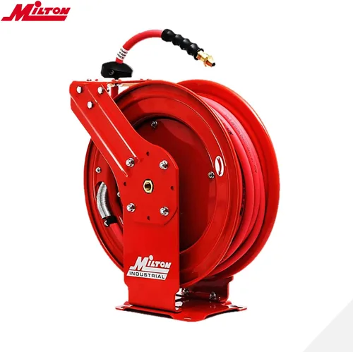 Vista 3 de MILTON Carrete de manguera de aire resistente con brazo doble de acero auto-retráctil, rojo - 2770-50D y 2760-3LH manguera líder de aire, manguera