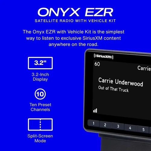 Vista 2 de SiriusXM SXEZR1V1 Onyx EZR Radio Satelital con Kit de Vehículo - Disfruta de SiriusXM en tu Sistema de Audio de Coche Existente y Más con Esta Radio