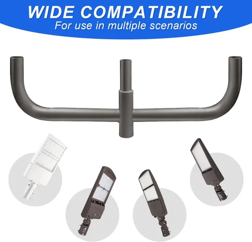 Vista 5 de Adaptador de espiga de bocina de toro cuádruple de 180 grados para 3 luces, soporte de montaje de luz al aire libre para poste redondo, espigas