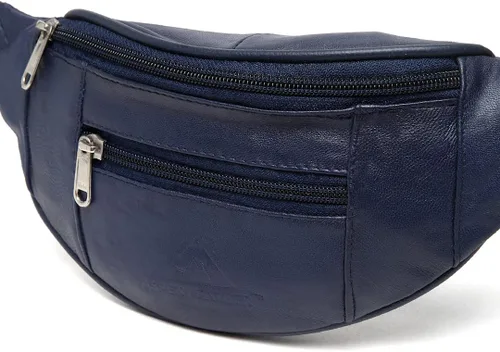 Vista 3 de Liberty Leather Riñonera de piel de napa de oveja auténtica, con múltiples bolsillos para hombres y mujeres, para uso al aire libre y viajes, correa