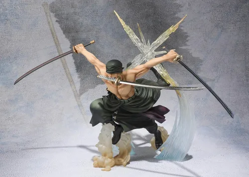 Vista 3 de TAMASHII NATIONS Bandai Figuarts Zero Roronoa Zoro Battle Version Rengoku Onigiri Figura de acción