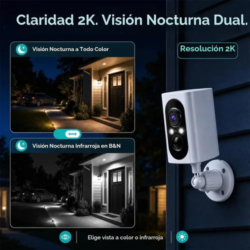 Vista 5 de 355° Pan Rotate Cámaras 4 Paquetes, 2K Video, Cámaras de Seguridad
