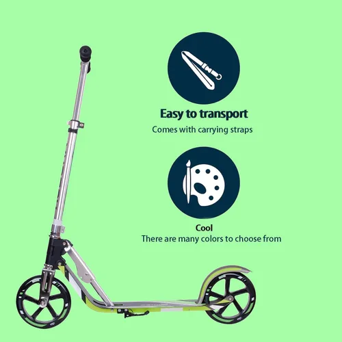 Vista 2 de Scooter para adultos – Plegable, altura ajustable, ruedas grandes, marco ligero de aluminio Adecuado para adolescentes mayores de 12 años Límite