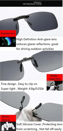 Vista 6 de Gafas de sol polarizadas con clip para gafas graduadas, gafas de sol con clip