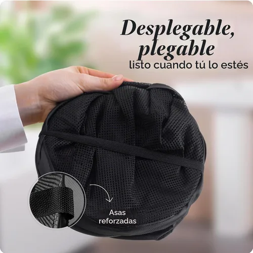 Vista 3 de Handy Laundry - Cesta desplegable doble para lavandería, cesta de malla de 2 secciones, color negro
