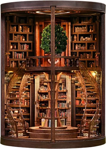 Vista 12 de Kit de rincón de libros para bricolaje con luz LED, casa de muñecas en miniatura, rompecabezas de madera 3D, decoración de estantería, regalo